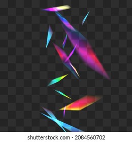 Light Sparkle Vector Transparent Background. Holographic Lens Paper Brochure. Hologram Refraction Overlay Template. Glow Festive Glitch Branch.