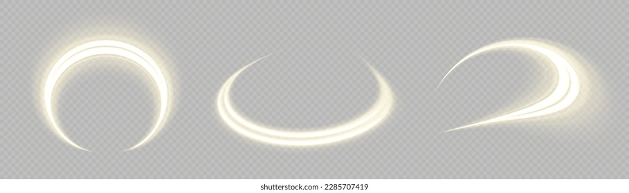 Light sparkling effect. Dynamic golden waves. Luminous gold lines of speed. Magic speed flying trails of shine, bright shimmer particles fly. Yellow glowing motion line. Sparkle twist vector