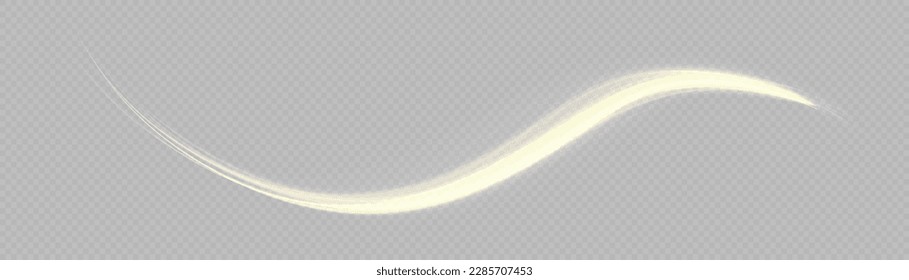 Efecto espumoso claro. Olas doradas dinámicas. Luminosas líneas de velocidad de oro. Rayos voladores mágicos de brillo, partículas brillantes de brillo vuelan. Línea de movimiento amarillo brillante. Vector de torsión de espuma