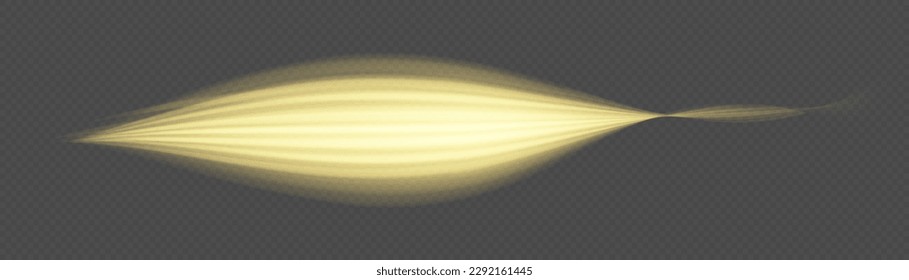 Light sparkling effect. Dynamic golden waves. Luminous gold lines of speed. Magic speed flying trails of shine, bright shimmer particles fly. Yellow glowing motion line. Sparkle twist vector