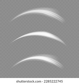 Light sparkling effect. Dynamic shiny waves. Luminous lines of speed. Magic speed flying trails of shine, bright shimmer particles fly. White glowing motion line. Sparkle twist vector illustration