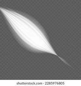 Lichtfunkelnde Wirkung. Dynamisch glänzende Wellen. Leuchtende Geschwindigkeitslinien. Zaubergeschwindigkeit fliegende Pfade glänzender, heller Schimmer-Partikel fliegen. Weiße, leuchtende Bewegungslinie. Sparkle-Twin-Vektorgrafik