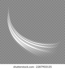 Light sparkling effect. Dynamic shiny waves. Luminous lines of speed. Magic speed flying trails of shine, bright shimmer particles fly. White glowing motion line. Sparkle twist vector illustration