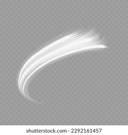 Light sparkling effect. Dynamic shiny waves. Luminous lines of speed. Magic speed flying trails of shine, bright shimmer particles fly. White glowing motion line. Sparkle twist vector illustration