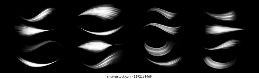 Light sparkling effect. Dynamic shiny waves. Luminous lines of speed. Magic speed flying trails of shine, bright shimmer particles fly. White glowing motion line. Sparkle twist vector illustration