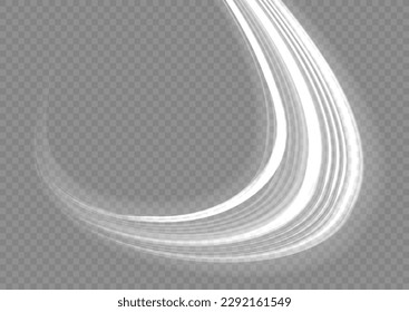 Light sparkling effect. Dynamic shiny waves. Luminous lines of speed. Magic speed flying trails of shine, bright shimmer particles fly. White glowing motion line. Sparkle twist vector illustration
