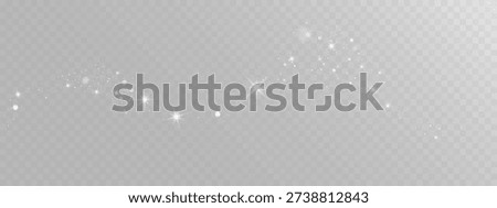 Light sparkling wave trail with glowing stars and glitter dust isolated on transparent background.