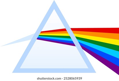 Light spectrum. Refraction through prism. Vector color illustration.