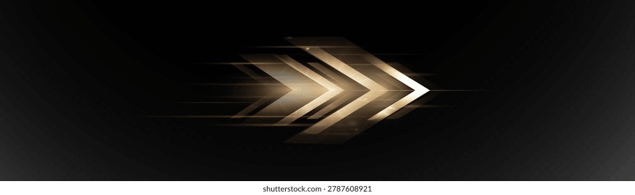 Light speed arrows, bright glowing stripes with a motion blur effect. Vector speed line with direction of movement on a transparent background.