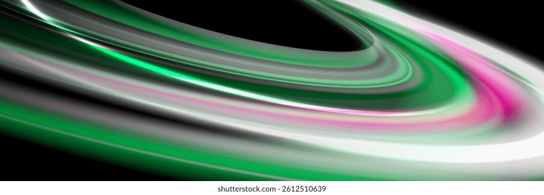 Light speed background with car motion line blur effect, fast trail streaks across a road race track in a vibrant night city