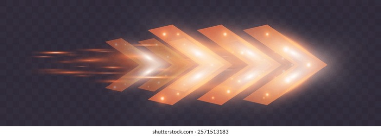 Light and speed dynamic glowing arrow on dark background, futuristic design with vibrant colors and motion effects, suitable for technology, progress, or direction concepts.	