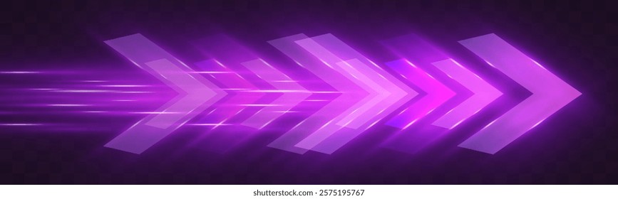 Light and speed dynamic glowing arrow on dark background, futuristic design with vibrant colors and motion effects, suitable for technology, progress, or direction concepts.