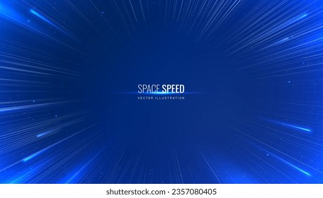 Light speed effect outer space concept. Blurred neon tunnel traffic or explosion of sparks. Vector illustration