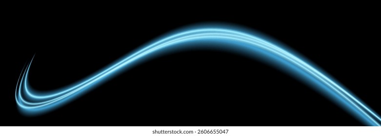 Light speed motion effect. Blue color spiral glow effect. Magic shiny line