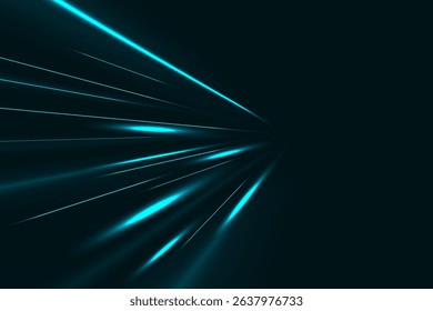 Light speed motion effect. Blue color spiral glow effect. Magic shiny line sparkles and sequins