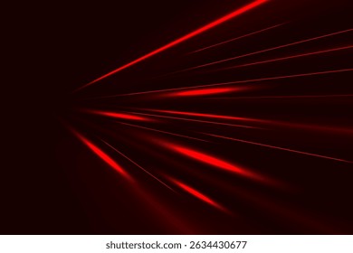 Light speed motion effect. Red color spiral glow effect. Magic shiny line sparkles and sequins