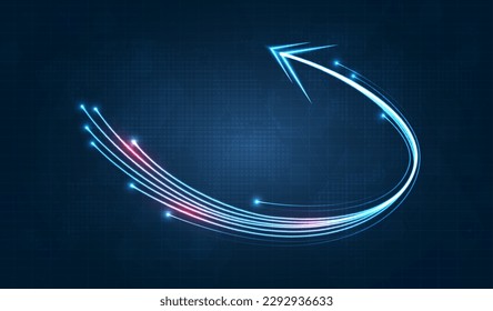 Light speed movement blue arrow technology communicate background. wireless data network and connection technology concept. high-speed, futuristic background. vector design.