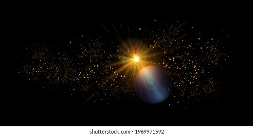 Light speed in space vector background. Luminous lights in the night sky. Vector illustration of radial space speed.	