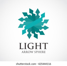 Light sphere of arrow motion abstract vector and logo design or template circular business icon of company identity symbol concept