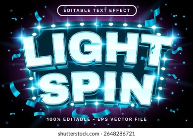light spin 3d text effect and editable text effect with light background
