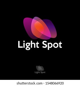 Light spot logo. Light emblem consist of transparent elements.
