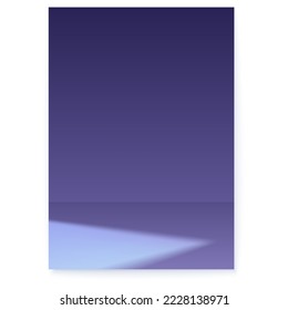 Light of spotlight on floor. Minimalistic cover with dark room. Scene for product display. Vector poster.