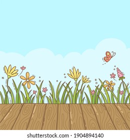 Fondo de primavera luminoso con flores silvestres 