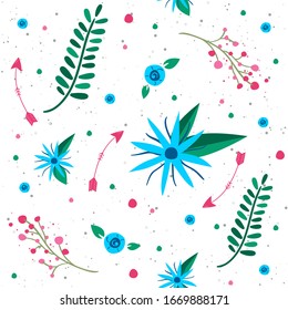 Patrón floral de resorte claro con flores azules. Ideal para imprimir sobre telas, ropa, vestidos, tapicerías, invitaciones, papel de envoltura, postales y más