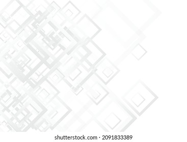 Light Square Contemporary Vector  Background. Mosaic Rectangle Template. White Geometry Poster. Grey Simple Frame.