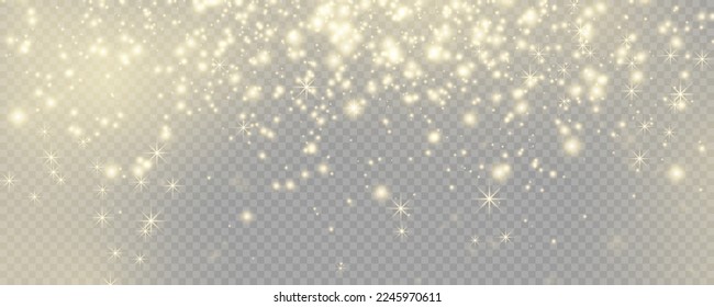 The light star dust sparks glowing on a transparent background. PNG Stock royalty free vector illustration