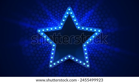 Light star frame label, event bar casino, show signboard. Vector illustration