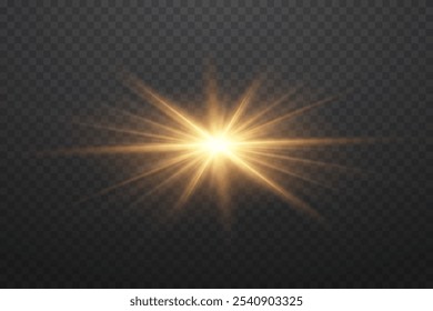 Estrela clara com efeito de luz e brilho. Em um fundo transparente.