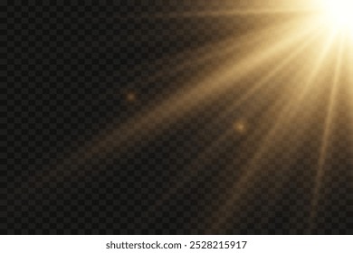 Light star and glare of light. Rays of light effect. On a transparent background.