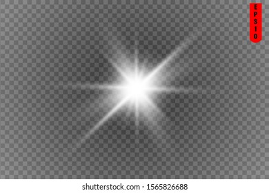 The light of a star. star glow on a transparent background explodes on a transparent background. White light. Sparkling magic dust particles. Bright Star. Transparent shining sun.