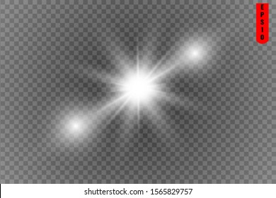 Light of a star. star glow on a transparent background explodes on a transparent background. White light. Sparkling magic dust particles. Bright Star. Transparent shining sun.