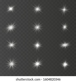 The light of a star. star glow on a transparent background explodes on a transparent background. White light. Sparkling magic dust particles. Bright Star. Transparent shining sun