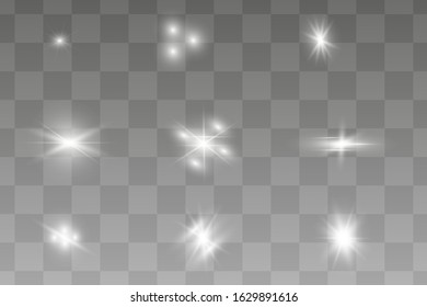 The light of a star. star glow on a transparent background explodes on a transparent background. White light. Sparkling magic dust particles. Bright Star. Transparent shining sun.