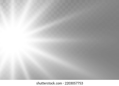 The light of a star. star glow on a transparent background explodes on a transparent background. White light. Sparkling magic dust particles. Bright Star. Transparent shining sun.