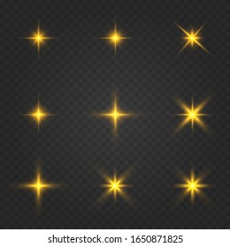 Light star gold png. Light sun gold png. Light flash gold png. vector illustrator.