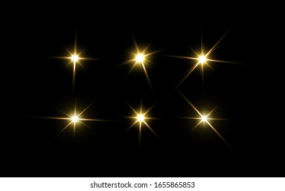 Light star gold png. Light sun gold png. Light flash gold png. vector illustrator.