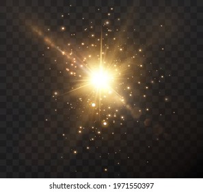 Light Star Gold Png. Light Sun Gold Png. Light Flash Gold Png. Vector Illustrator.
