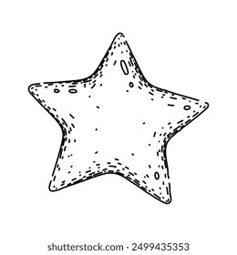 heller Stern, handgezeichnet. Helligkeitsraum, Galaxie-Universum, Glanz leuchten Licht Stern Vektorskizze. einzelne schwarze Illustration