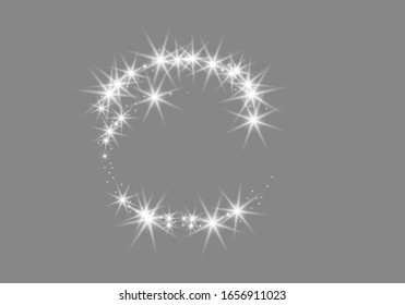Lichtsternenfunk, Staub in einem Kreis. Hell weißer Scher des Kometen. Vektorillustration, einzelne Hintergrund.