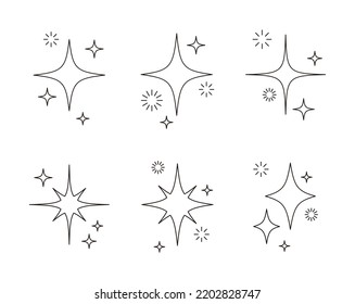 Light, star, spark line icon illustration set with twinkle twinkle bright glow effect.
