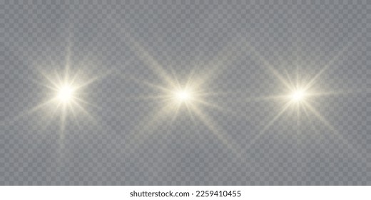 Light star white png. Light sun gold png. Light flash gold png. vector illustrator. summer season beach
