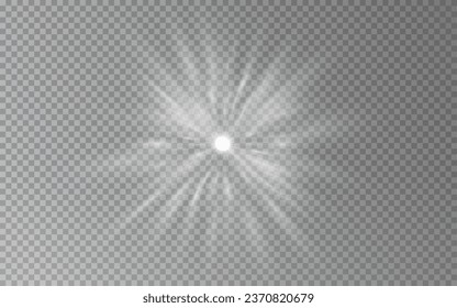 Light star white png. Light sun white png. Light flash white png. Rays of light fall on the background. The sun's ray shines radiantly.	
