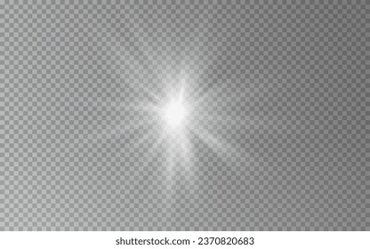 Light star white png. Light sun white png. Light flash white png. Rays of light fall on the background. The sun's ray shines radiantly.	
