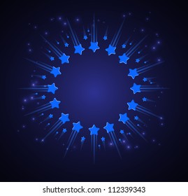 Light stars on dark festival sky greeting background