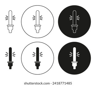 light stick flat line icon collection. light stick set in black and white color vector