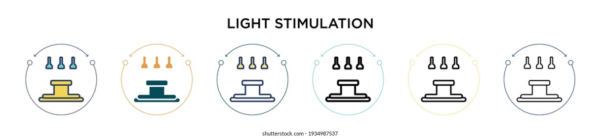 Light stimulation icon in filled, thin line, outline and stroke style. Vector illustration of two colored and black light stimulation vector icons designs can be used for mobile, ui, web